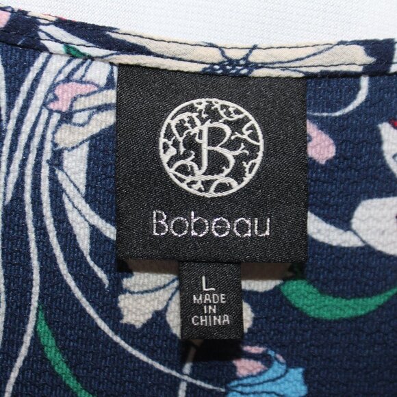 Bobeau Navy Floral Long Sleeve and V-neck Top - Picture 8 of 11